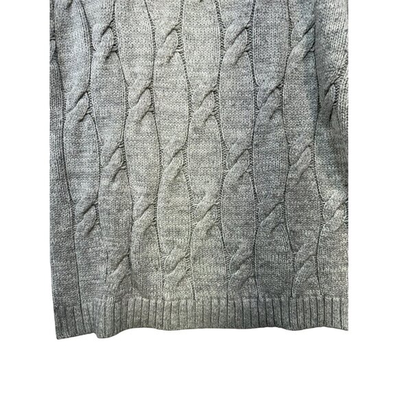 Lands End Womens Cable Knit  Sweater M/P Gray Wool Blend Fisherman Look - Picture 4 of 13